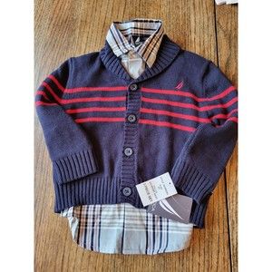 NWT Nautica Boys 2T Sweater & Shirt (pants missing from 3pc set) Classic Preppy